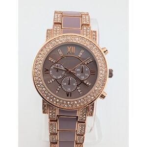 Accutime Watch Women 38mm Case Rose Gold/Purple 7" Band- New‎ Battery